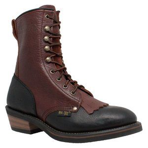 AdTec Women's 8" Packer Dark Leather Boot, Cherry Black Size 9.5